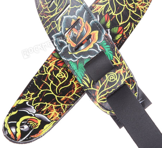 pas do gitary TATTOO JOHNNY - FLORAL DESIGN skórzany, 63mm