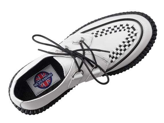 buty creepers NEVERMIND - BIAŁE polerowane