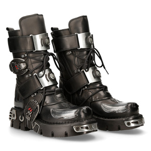 buty NEW ROCK ITALI NEGRO, FLORENTIC ACERO, REACTOR NEGRO TOBERAS ORIFICIO [M-195-S4]