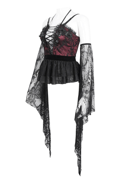 top DEVIL FASHION - BLACK AND RED SEXY GOTHIC 