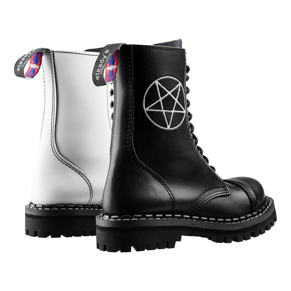 glany STEADY'S - 10 dziurek, BLACK/WHITE / PENTAGRAM (STE/10/H/1/2/131) DWA KOLORY