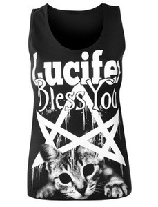 bluzka damska AMENOMEN - LUCIFER BLESS YOU na ramiączkach (OMEN090DAR)