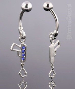 kolczyk do pępka PISTOLET NIEB