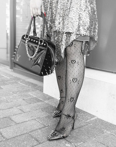 rajstopy  SKULL AND CROSSBONES KABARETKI czarne