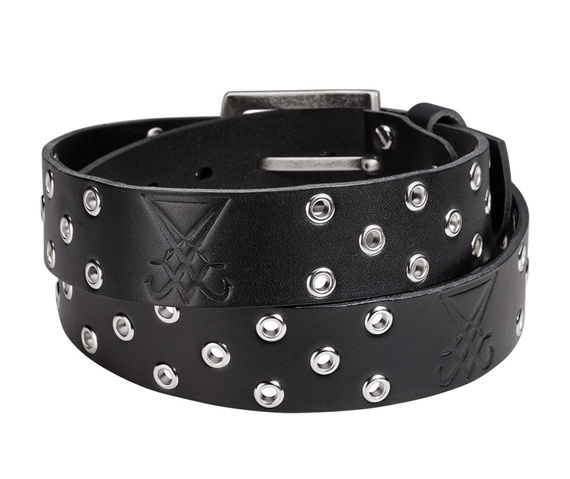 pasek LUCYFER BLACK + OKUCIA , skórzany