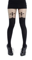 rajstopy GOTHIC CROSS SUSPENDER czarne