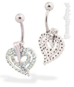 kolczyk do pępka HEART oczko AB [BST783]