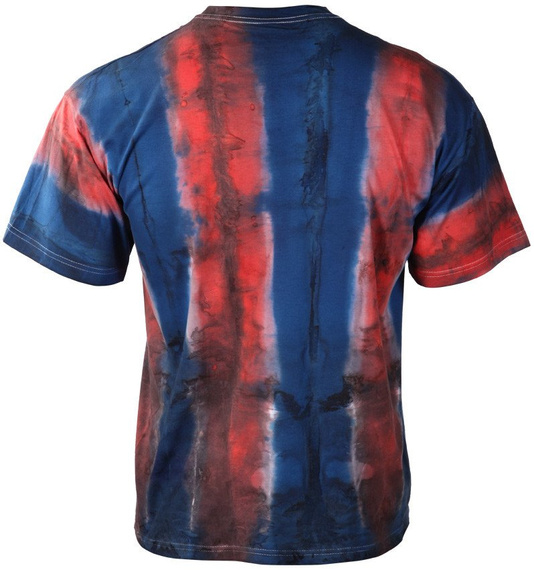 koszulka barwiona PEOPLE AGAINST RACISM niebiesko-czerwona