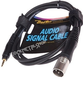 przewód mikrofonowy BOSTON: XLR męski - mały JACK STEREO (3.5mm) / 1,5m