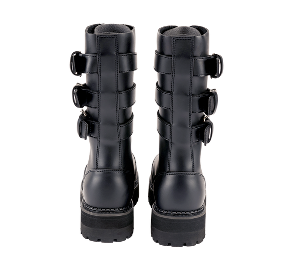 glany na wysokiej podeszwie BRANDIT - PLATEAU PHANTOM BUCKLE (14 dziurek + 3 klamry - CZARNE)