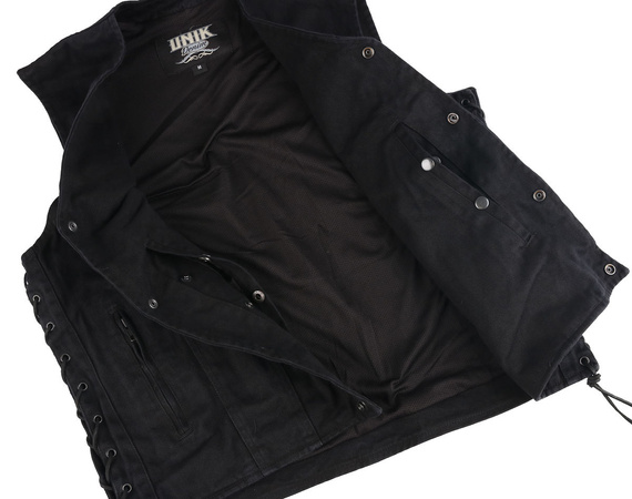 kamizelka UNIK 3,  black jeansowa z bocznymi rzemieniami, USZKODZONA