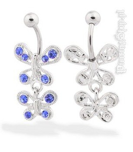 kolczyk do pępka FASHION 10 oczko niebieskie [PWST13]