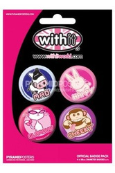 zestaw 4 przypinek WITHIT