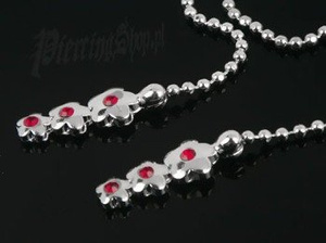 ŁAŃCUSZEK KOLCZYK DO PĘPKA KWIATKI CZER