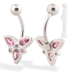 kolczyk do pępka FASHION 5 oczko różowe [BST566]