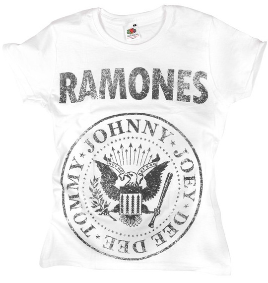 bluzka damska RAMONES - TOMMY, JOHNNY, JOEY, DEEDEE biała