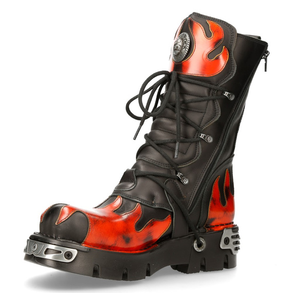buty NEW ROCK ITALI NEGRO Y PULIK FUEGO, REACTOR NEGRO TOBERAS ORIFICIO pu [M-591-S16]
