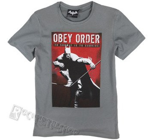 koszulka BATMAN ARKHAM CITY - OBEY SURVIVE szara