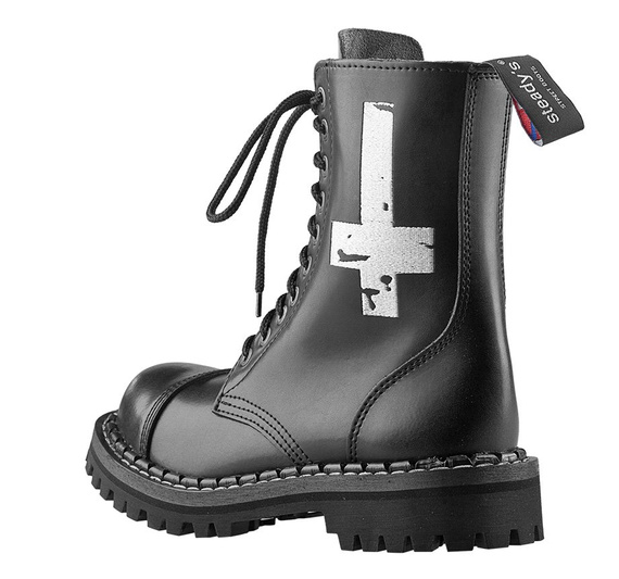 glany STEADY'S - 10 dziurek, czarne / KRZYŻ BIAŁY (STE/10/HAFT)