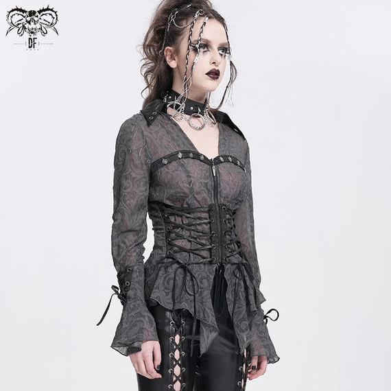 koszula damska DEVIL FASHION - GREY GOTHIC 