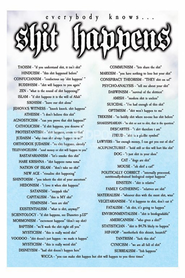 plakat SHIT HAPPENS - EVERYBODY KNOWS