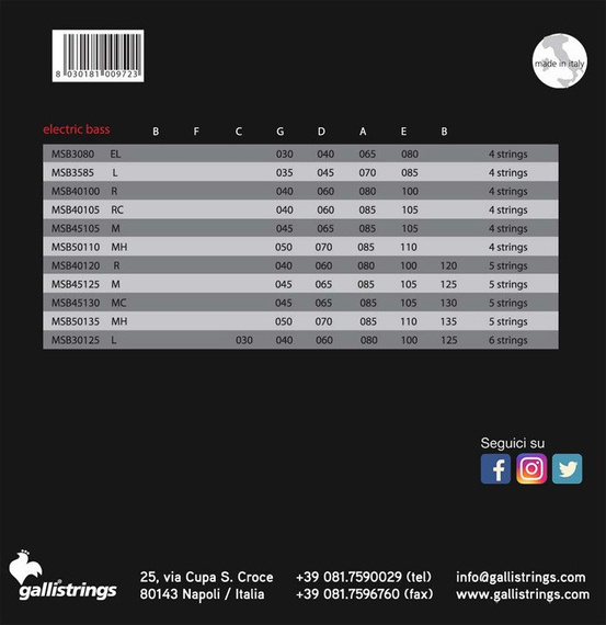 struny do gitary basowej GALLI STRINGS - MAGIC SOUND MSB3585 HEXAGONAL /035-085/