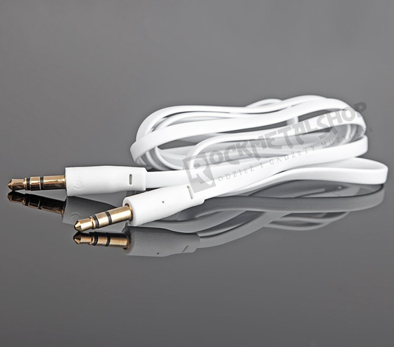 przewód audio płaski FAT SLIM  - JACK /JACK stereo mały (3.5mm) / 1m biały