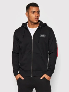 bluza ALPHA INDUSTRIES BACK PRINT ZIP BLACK, rozpinana z kapturem