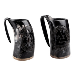 kufel VIKING 3, wykonany z rogu polerowanego poj.05-0.7 litr, USZKODZONY