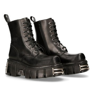 buty NEW ROCK M.NEWMILI084C-C6 ITALI NEGRO, TOWER NEGRO ACERO lateral + puntera + trasera