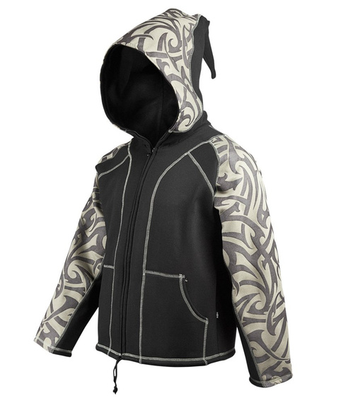 bluza HEXAGON - TRIBAL BLACK & OLIV rozpinana, z kapturem (F03/YODA/DW) 