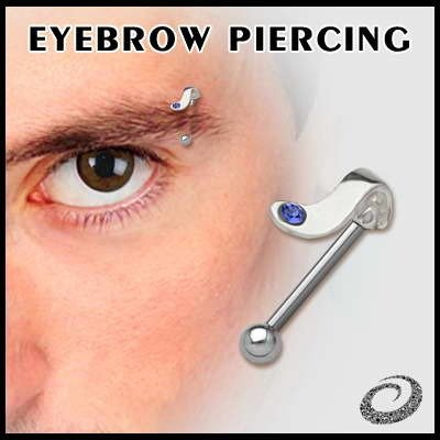 KOLCZYK PIERCING DO BRWI ZAWIJAS kolor oczka CRYSTAL [EBP-55]