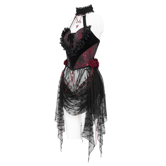 gorsetowy top DEVIL FASHION - RED GOTHIC FLOWER 