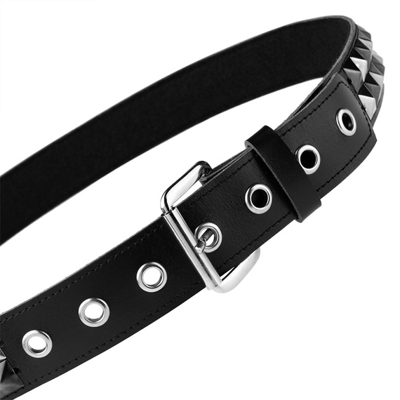 pasek z ćwiekami PYRAMID 2-RZĘDY, skóra ekologiczna