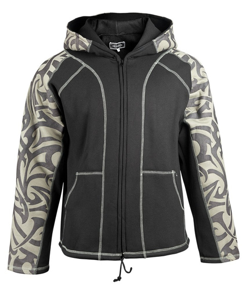 bluza HEXAGON - TRIBAL BLACK & OLIV rozpinana, z kapturem (F03/YODA/DW) 