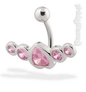 kolczyk do pępka FASHION 2 oczko różowe [BST583]