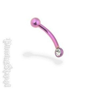 TYTANOWY KOLCZYK DO BRWI kolor purpurowy, oczko crystal [TMBNJC1]