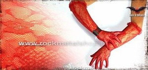 rękawiczki czerwone BROKAT LONG