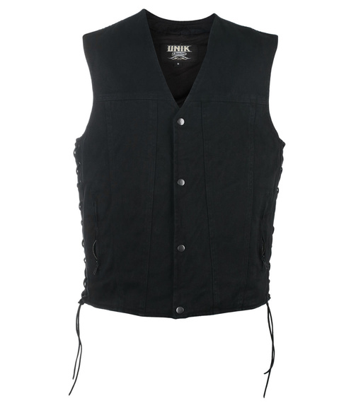 kamizelka UNIK 3,  black jeansowa z bocznymi rzemieniami, USZKODZONA