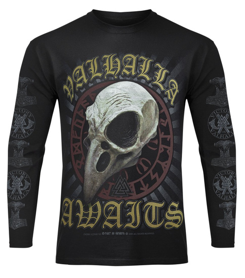 longsleeve VICTORY OR VALHALLA - CROW SKULL