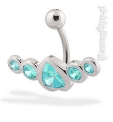 kolczyk do pępka FASHION 2 oczko aqua [BST583]