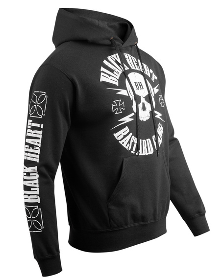 bluza BLACK HEART - BASTARD SKULL BASIC, kangurka z kapturem