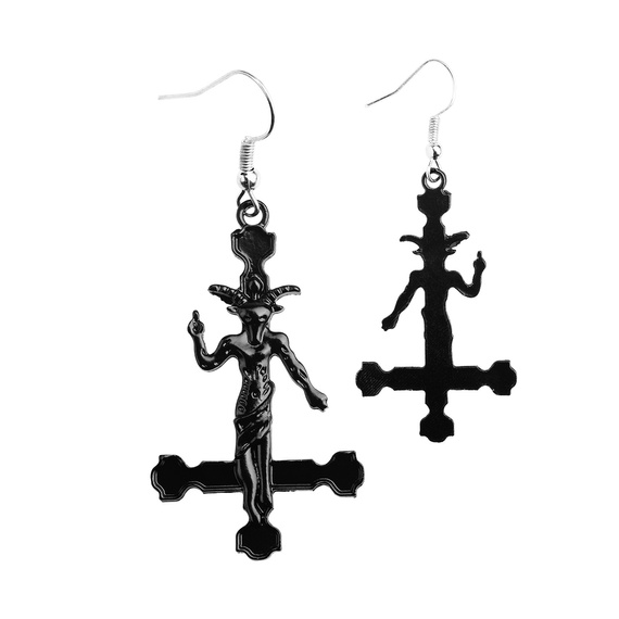 kolczyki BAPHOMET CROSS 