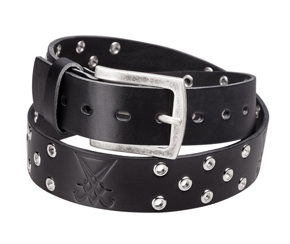 pasek LUCYFER BLACK + OKUCIA , skórzany