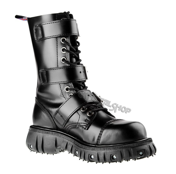 glany NEVERMIND - CZARNE (12 dziurek + 3 klamry) polerowane, USZKODZONE