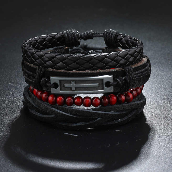 bransoletka BOHO - CROSS, zestaw 4 bransoletek