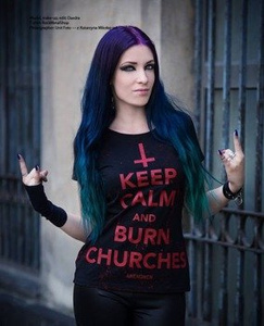 bluzka damska AMENOMEN - KEEP CALM AND BURN CHURCHES (OMEN069DA ALLPRINT RED)