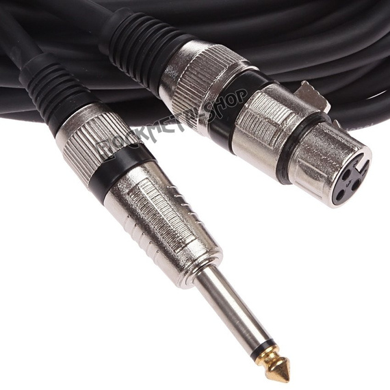 przewód mikrofonowy BOSTON: XLR żeński -  DUŻY JACK mono (6.3mm) / 10m