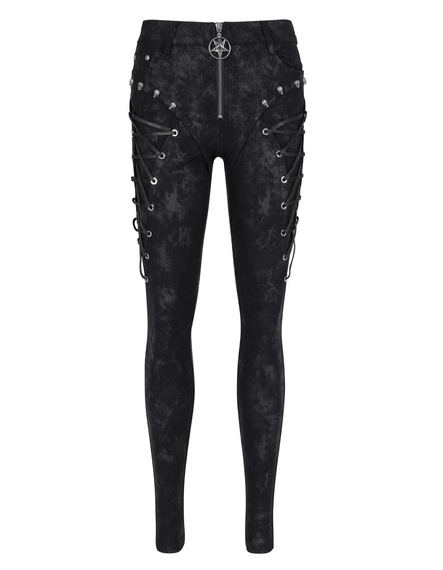 spodnie damskie DEVIL FASHION - BLACK GOTHIC PUNK SKULL
