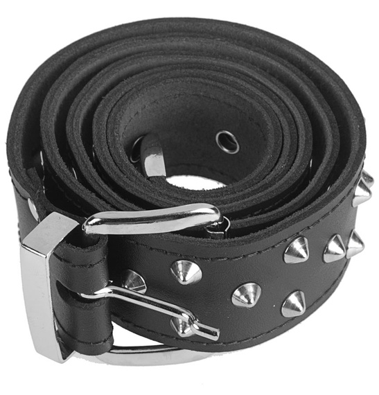 pasek z ćwiekami CONE STUD  3-rzędowy naprzemienny, skóra naturalna (D) 